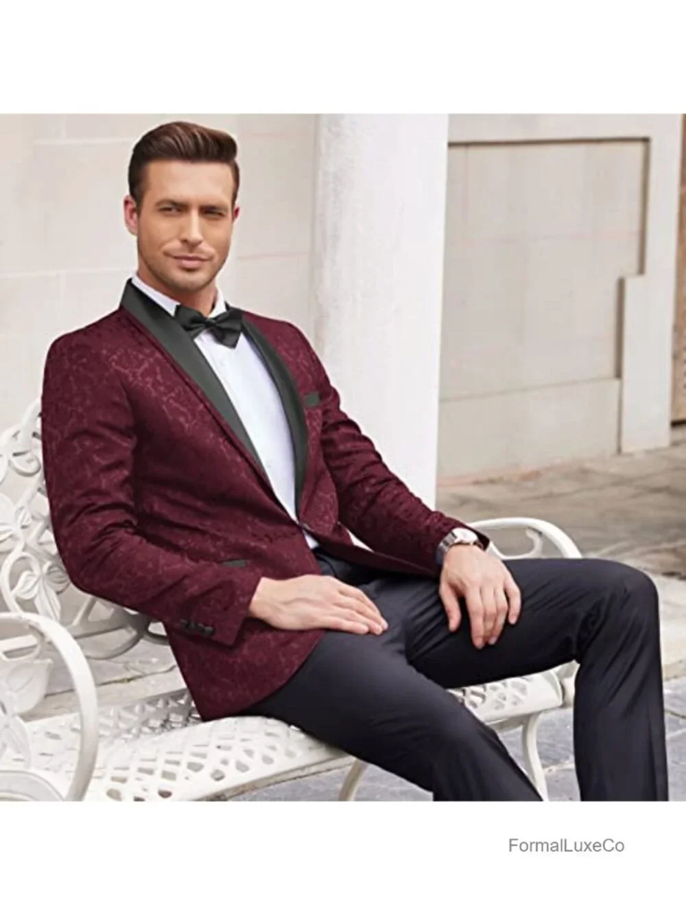 Men's Floral Paisley Tuxedo Jacket Dinner Blazer Shawl Lapel Polyester